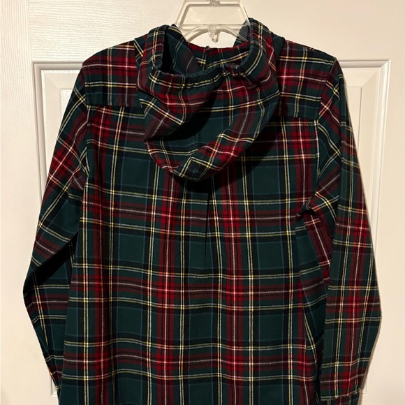 L.L. Bean Women's Cotton Flannel Hooded Unlined Shacket Red Green Plaid Size M - Picture 4 of 7